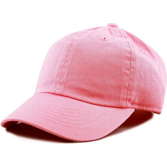 Kids Washed Low Profile Cotton and Denim UPF 50+ Plain Baseball Cap Hat - Picture 1 of 7